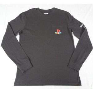 PlayStation Embroidered Pocket Logo Black Men's Medium Long Sleeve T Shirt